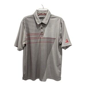 Pebble Beach Polo Mens Large Gray Red Dry Luxe‎ Performance Golf Shirt